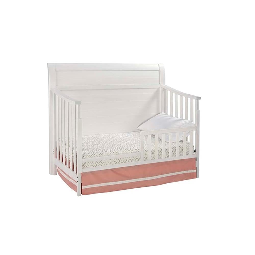 Pemberly Row Farmhouse Wood Toddler Guard Rail in Sea Shell White