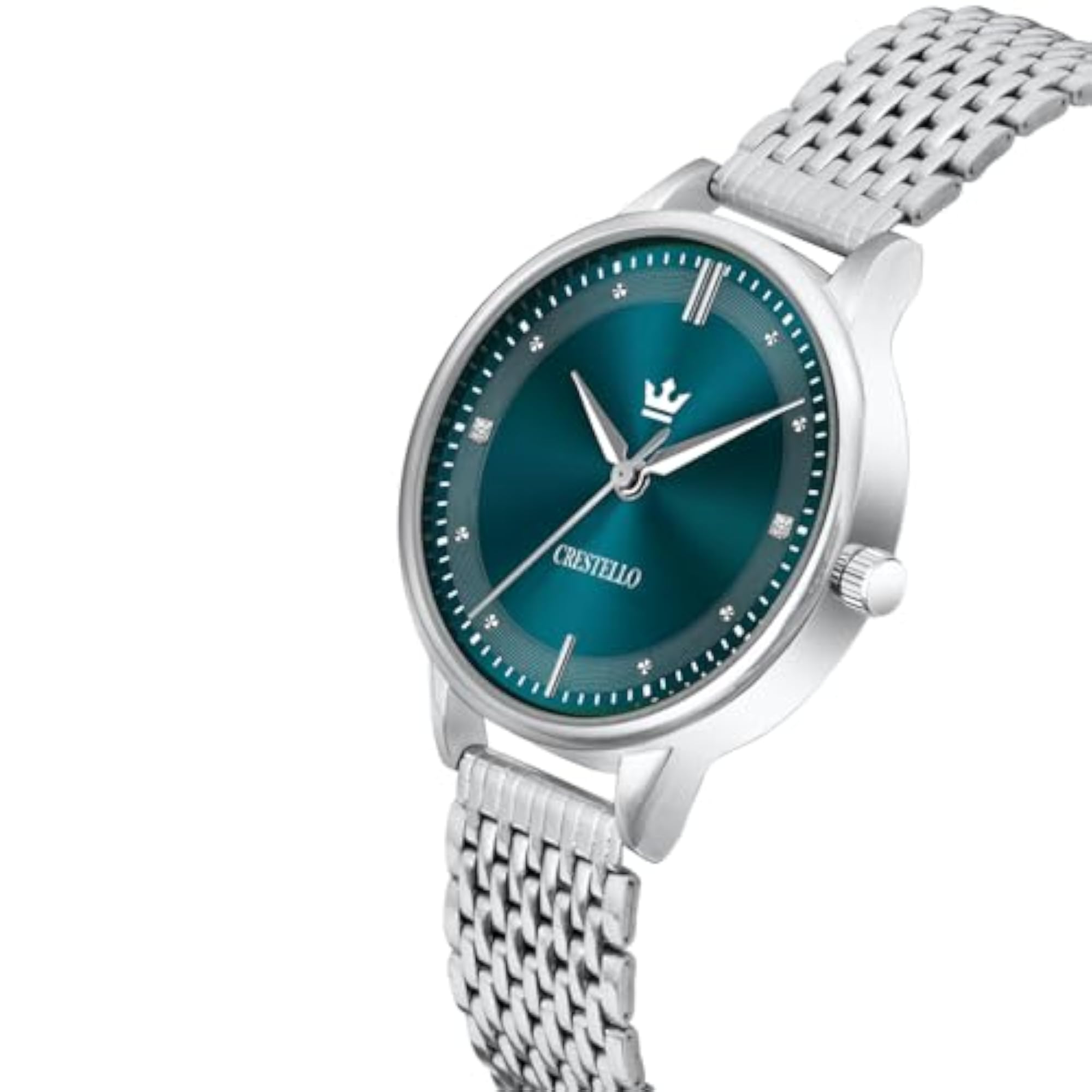 Women's Stainless Steel Chain Analog Wrist Watch, Silver/Pink/Green/Blue Dial