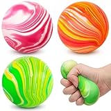 LovesTown Stress Ball, 2.5" Squeeze Ball Assorted Colors Dough Fidget Toy 3 Colors for Adult Stress Relief Hand Exercise Increase Entertainment, Party Favors Birthday Gifts, Medium