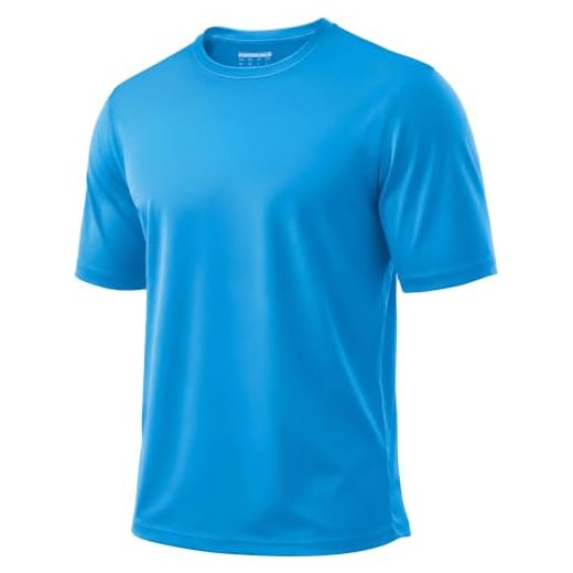 Boladeci SPF Shirts for Men Short Sleeve Swim Shirts UV Protection for Hot Weather Quick Dry Fishing Travel Clothes Golf Large Azure Tshirt Top