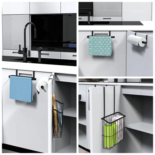 Vzino Over The Cabinet Door Organizer, 2 Packs Cutting Board Organizer With Towel Bar/Paper Holder For Kitchen Storage, Black #TOP3