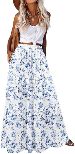 Zeagoo Womens Casual Maxi Skirts for Women 2026 High Waist Boho S...