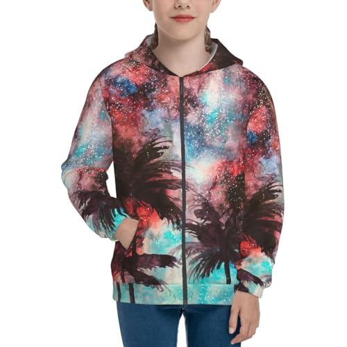 Tropical Night Kids Pullover Hoodies Boys Zip Up Sweatshirts Girls Athletic Clothes with Pocket3