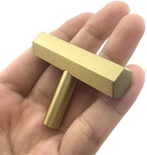 Solid Brass Kitchen Cabinet Knobs and Pulls Hexagon Tbar Cupboard Drawer Dresser Door Knobs Handles Gold 4Pack (4,Gold)