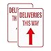 Anobell 2 Pack Deliveries This Way Sign with Directional Upward Arrow 18 × 12 Inch Reflective Aluminum Rust Free Metal Package Delivery Signs for Outside Home Business Property