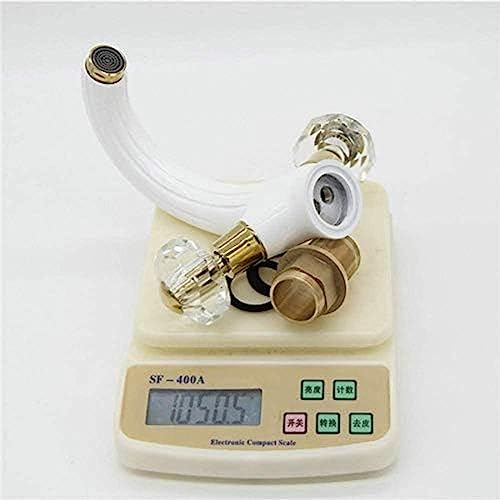 Robinet de lavabo blanc double main avec contrôle précis du débit d'eau - 2