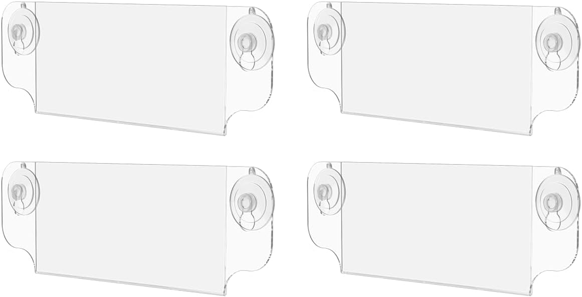 4 Pack Window Mount Sign Holder Holds 9 x 4 Inch Hours of Operation Daily Specials and Promotions Clear Acrylic Advertisement Sleeve with Suction Cups for Bars and Cafes by Marketing Holders