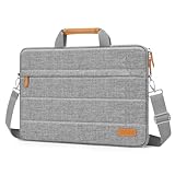 MOSISO 15,6 Pulgadas Bolsa Port&aacute;til Mujer Compatible con MacBook 16 Pulgadas, HP, Dell, Lenovo, Asus, Razer Port&aacute;til, Acolchado Mensajero Bolsa con Horizontal Delantero Bolsillo&Correa&Cintur&oacute;n,Gris