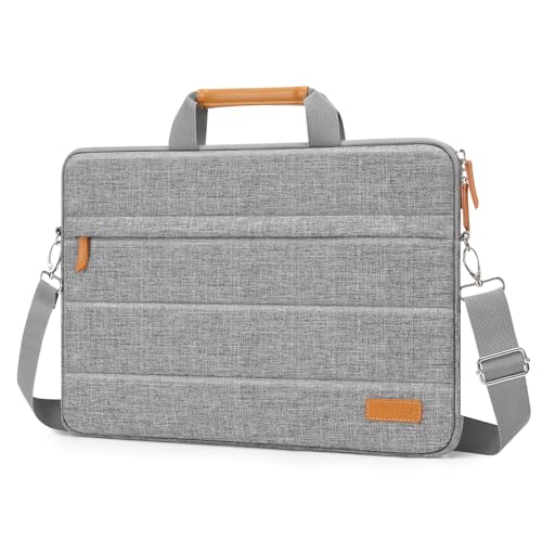 MOSISO Laptop Shoulder Bag, 15.6 inch Computer Bag Compatible with MacBook 16 inch, HP, Dell, Lenovo, Asus, Razer Notebook, Quilted Messenger Briefcase with Front Horizontal Pocket & Strap, Gray