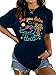Last Day of School Teacher Shirt Women Funny Summer Break Tshirts Schools Out for Summer Short Sleeve T-Shirts Tops Navy Blue