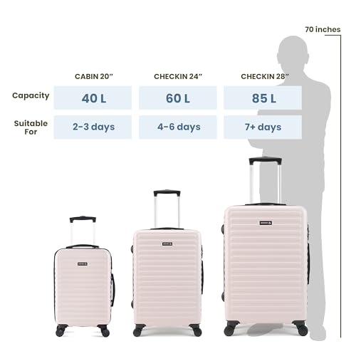 Image of THE ASSEMBLY Hard-Sided Medium Check In 24 Inches & Cabin 8 Wheels Luggage 20 Inches Polycarbonate Set Of 2 - Premium Spinner Wheels Trolley Bags (Desert Ivory), 65 CM Cream