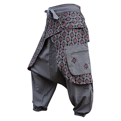 SHOPOHOLIC FASHION Unisex Green Black Hippy Harem Eye Trouser (XL, Grey) Cover