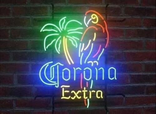 Parrot Palm Tree Sign 20"x16" CORONAS PARROT EXTRA PALM TREE Neon Sign for Man Cave Bar Beer Wedding Birthday Party Gift Neon Lights Wall Art Decor Neon Light