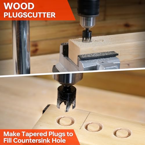 Matework Countersink Drill Bit Set, M2 Cobalt HSS Counter Sink Drill Bit for Wood, Adjustable Depth Drill Bit Set, 15PCS Wood Plug Cutter Drill Bit Set for Woodworking