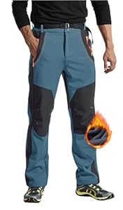 Rdruko Skihose Herren Wasserdicht Winter Softshellhose Winddicht Wanderhose Warme Winterhose Thermo Gefüttert Snowboardhose Trekkinghose mit Taschen (Graublau, L)