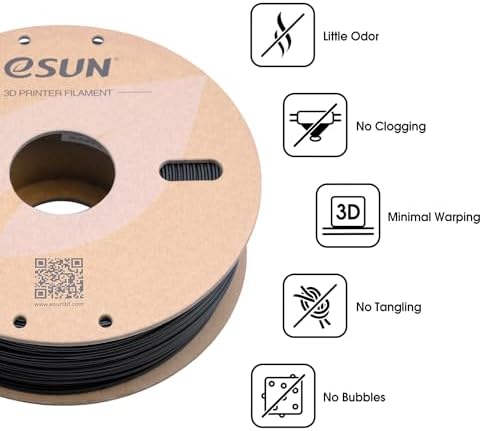 eSUN ABS+ 3D Printing Filament 1.75mm 1KG, Low Warping ABS Plus, Black