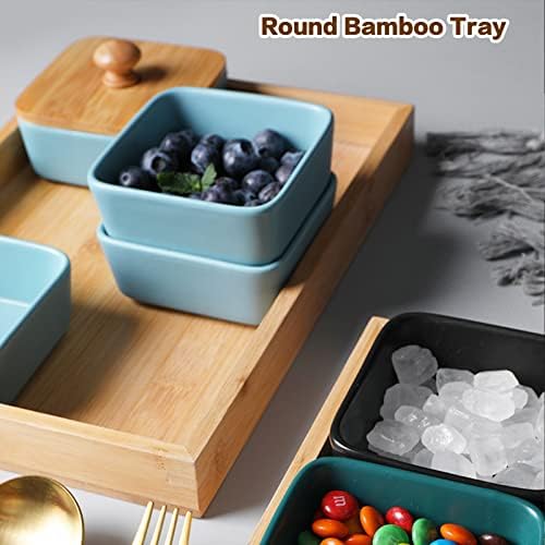 Coptiner Bamboo Serving Tray Rectangular Wooden Breakfast Tray Serving Platter Rectangular Wood Tray for Food Coffee Drinks Dessert Dinner Used in Bedroom, Kitchen, Bathroom