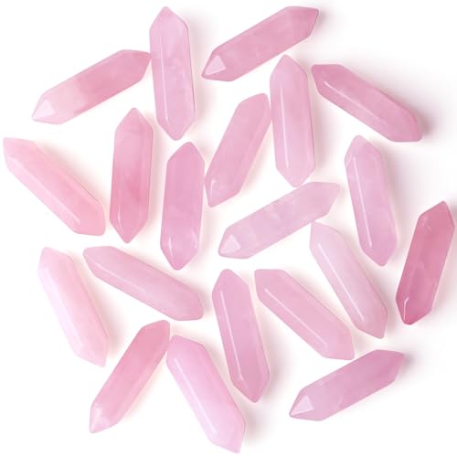 ZHIYUXI Rose Quartz Gem Stones Rose Quartz Crystals Pink Crystal Points Bulk Crystals Rock Gemstone Crystals Bulk Smooth Rocks Tumbled Polished Stones Wholesale Reiki Meditation Gifts 10 Pcs