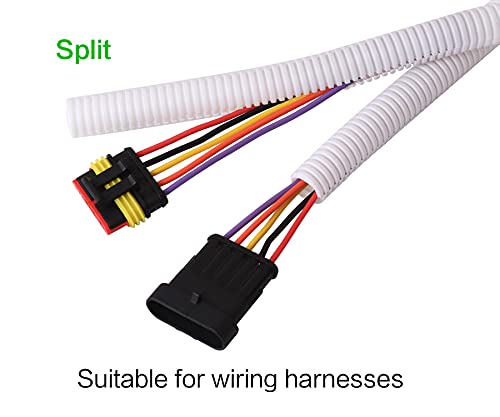 Alex Tech 25ft - 1/4 inch Split Wire Loom Tubing - White