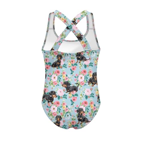 Image of Kid One Piece Swimsuit with Cross Back Girls Summer Sleeveles Swimwear for 5-14 Years