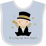 inktastic Baby's 1st New Year Baby Bib Blue and White 20811