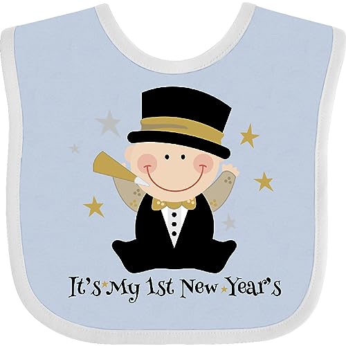 inktastic Baby's 1st New Year Baby Bib Blue and White 20811
