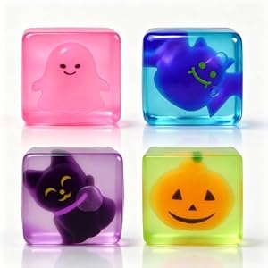 Anditoy 4 Pack Halloween Stress Balls with Halloween Mochi Squishy Toys Inside for Kids Boys Girls Halloween Treat Bags Gifts Party Favors