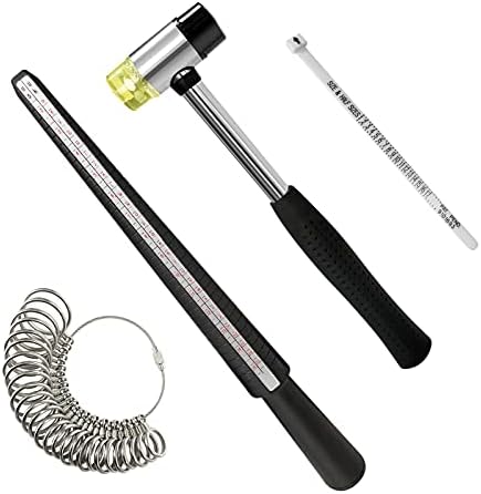 Ring Measuring Tool Set with Mallet - Jewelry Rubber Hammer Plastic Ring Mandrel Sizer Metal Ring Finger Sizer Gauge US Size 27 PCs