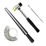 Ring Measuring Tool Set with Mallet - Jewelry Rubber Hammer Plastic Ring Mandrel Sizer Metal Ring Fi