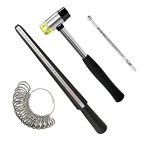 Ring Measuring Tool Set With Mallet - Jewelry Rubber Hammer Plastic Ring Mandrel Sizer Metal Ring Finger Sizer Gauge Us Size 27 Pcs #TOP29