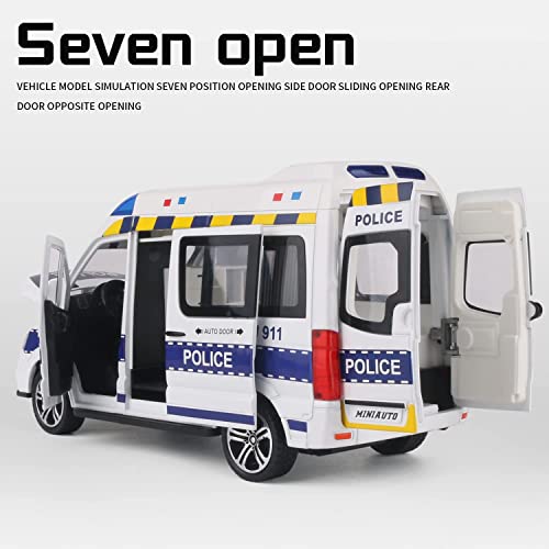 Image of MTG Metro Toys & Gift - Benz Emergency Police Van | 1:24 Scale | Big Size Diecast Model Metal Pull Back Toy car for Kids with Openable Doors & Light, Music Toy Vehicle for Kid 【Colors as Per Stock】