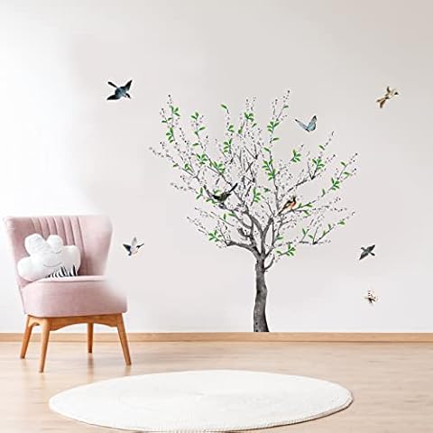 AnFigure White Plum Blossom Tree Wall Stickers Cover
