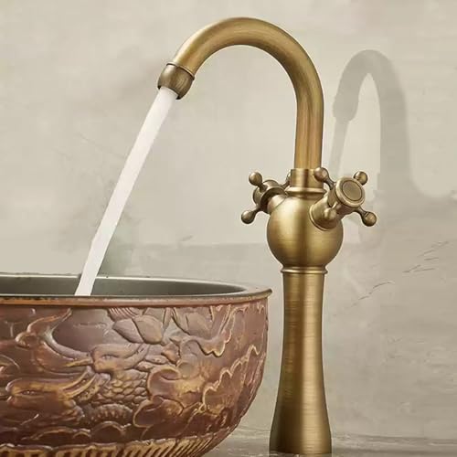 Robinet lavabo pivotant résistant aux éclaboussures double poignée