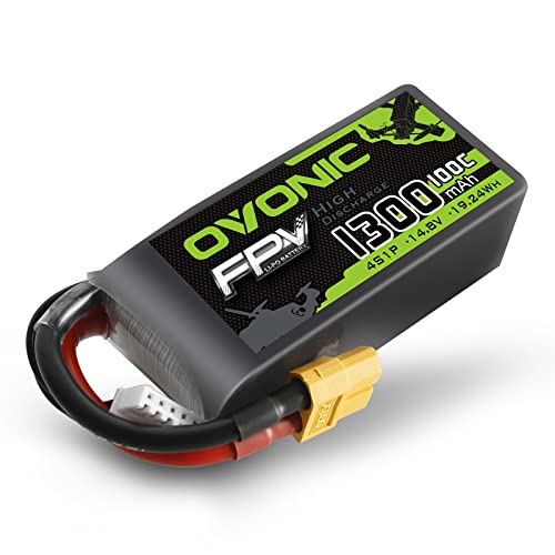 OVONIC 4s Lipo Battery 100C 1300mAh 14.8V Lipo Battery with XT60 Connector for RC FPV Racing Drone Quadcopter by OVONIC - Used condition - US$17.30
