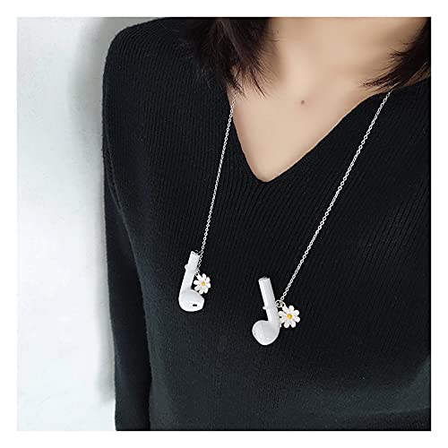 AirPods 対応 落下防止アクセサリー ネックストラップ 両耳 宇宙飛行士 ワイヤレスイヤホン も対応 (白い花)