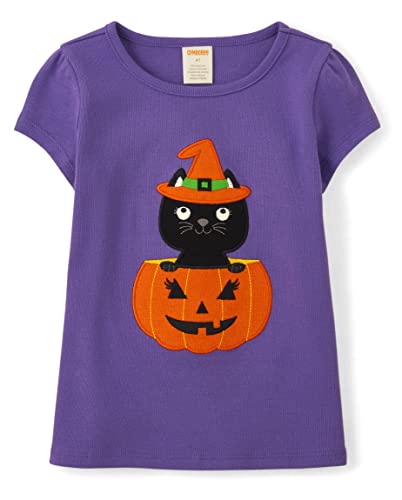 Gymboree Girls And Toddler Embroidered Graphic Short Sleeve T-Shirts, Halloween Purple, 4T #TOP13