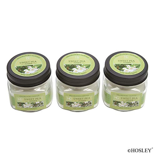 Hosley Set Of 3, 4 Oz. Sweet Pea Jasmine Fragrance Jar Candles #TOP3