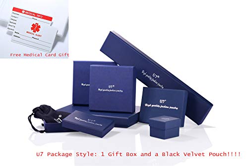 Colar U7 Free Engrave Medical Alert ID feminino, masculino, joia personalizada de identificação de e