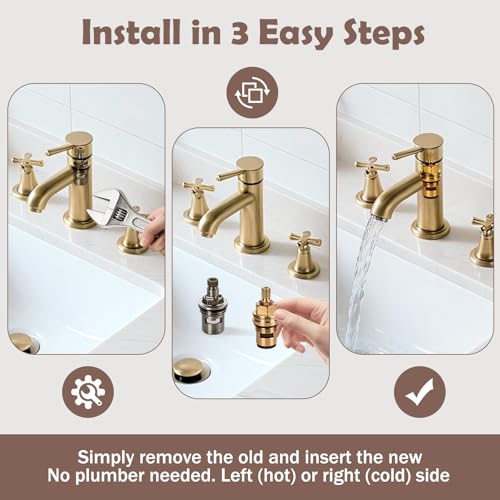 Ceramic Faucet Cartridge Replacement 2-Pack, Compatible with Grohe 45882000 45883000, 1/2" Brass Cartridge for Cold & Hot Water, Fits Kitchen Bathroom Shower Faucets by YHJDC - Image 5