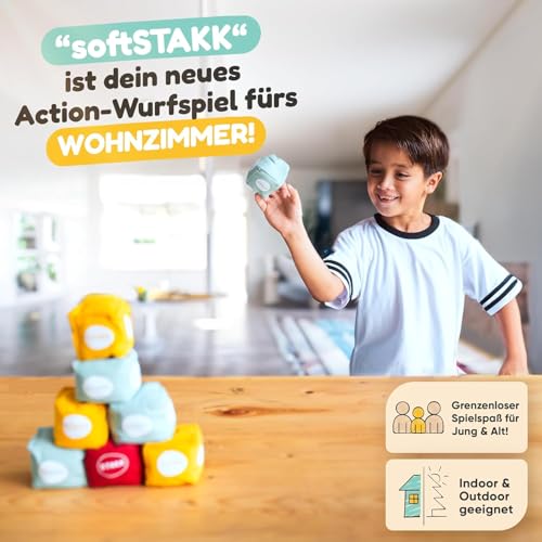 softSTAKK | Das Erfolgs-Wurfspiel jetzt für Indoor & Outdoor | Boccia & Boule neu interpretiert | Familienspiel vereint Geschick & Strategie | Wurfspiel für Kinder & Erwachsene