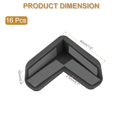Image of uxcell Corner Protectors, 16 Pcs Table Corner Protectors, Furniture Corner Guard and Edges Safety Bumpers for Table Edges and Sharp Corners (L-Shaped, Black)