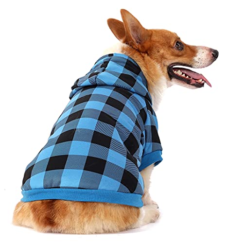 Hozz Blue Plaid Dog Sweatshirt Fashion Dog Hoodie Clothes Blue S - Image 2