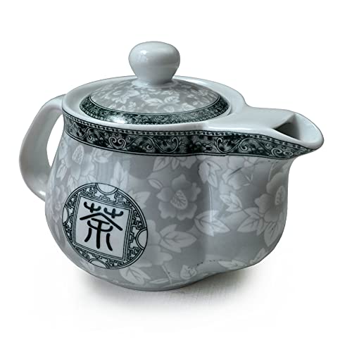 Yxhupot Tetera de porcelana blanca y azul de porcelana china de acero inoxidable con infusor de té Kungfu, 500 ml