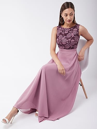 Image of Miss Chase Women's Floral Printed Relaxed Fit V-Neck 3 /4th Sleeve Maxi Dress