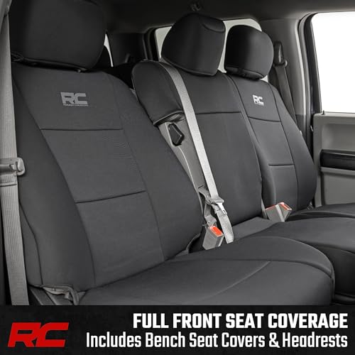 Image of Rough Country Neoprene Front Seat Cover for Ford F-150, Lightning, F-250 & F-350 (2015-2026) Crew Cab w /Front Bench Seat