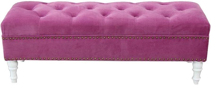 Repose-pieds ottoman rectangulaire capitonné tabouret de lit canapé 80cm