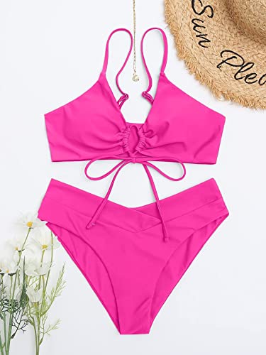 Image of Meetall Women's High Cut String Triangle Bikini Set Swimsuits Sexy Bathing Suits 2 Piece