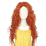 Yan Dream Girls Princess Wig Long Curly Copper Red Halloween Costume Wig