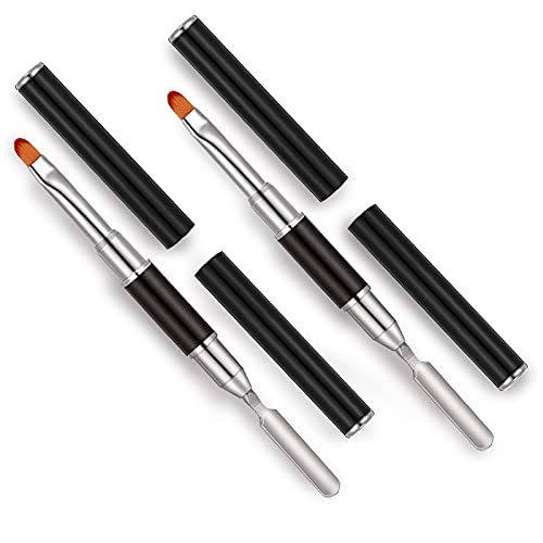 Fingertoys Pinsel Nagel, 2 Stücke Acryl UV Gel Dual-Ended Poly gel Pinsel, 2-in-1-Nageldesign Polygel Pinsel & Picker Nagel Werkzeugen Zubehoer für Acryl Nägel Verlängerung Cover