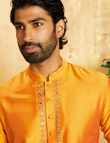 Image of Amazon Brand - Symbol Men Festive Embellished Long Kurta (Regular Fit)